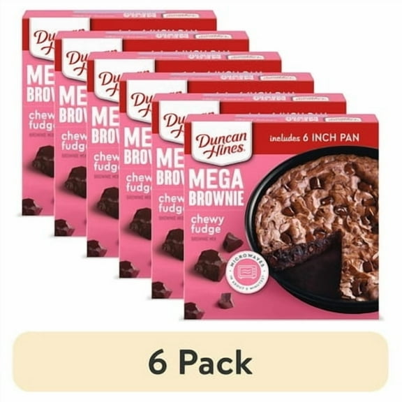 (6 pack) Duncan Hines MEGA Brownie Mix, Chewy Fudge, Valentine's Day Baking, 7.7 oz.