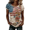 thumbnail image 3 of 250th Anniversary T-Shirts Independence Day Fashion Casual Short Sleeve T Shirt Round Neck Printed Top For Daily Wear Outgoing Comfort Beige - 3XL, 3 of 7