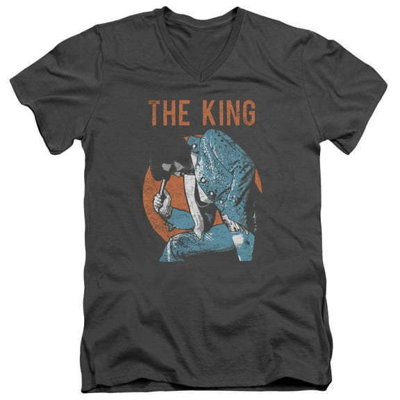 Elvis Presley - Mic In Hand - Slim Fit V Neck Shirt - X-Large
