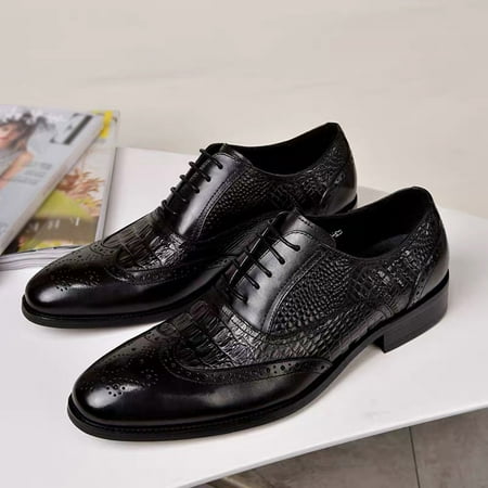 

FZM Fashion Style Men s Breathable Comfortable Business Lace Up Work Leisure Solid Color Leather Shoes