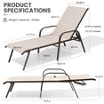 thumbnail image 3 of Crestlive Products Adjustable Steel Chaise Lounge Chair, 5‑Position Recliner with Rust-Resistant Frame (4PCS Beige), 3 of 10
