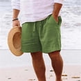 thumbnail image 4 of Lisingtool Mens Shorts Men's Casual Shorts Men's Sports Shorts Beach Shorts Casual Cotton Linen Shorts Biker Shorts Green, 4 of 5