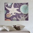 thumbnail image 4 of ONETECH  Wall Tapestry Aquatic Drawing Nautilus Shells Scallop Coral Shellfish Conch Pearl Pattern Shell Nature Summer Tapestry Wall Hanging Home Decor for Dorm, 4 of 7