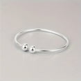 thumbnail image 4 of 925 Sterling Silver Bracelet Minimalist Double Ball Bracelet Women's Jewelry,Cuff Bangle, Polished Open Cuff Bangle, Sleek Garlic Shaped Design Women’s Polished Metal Open Cuff Bangle,Silver,, 4 of 9