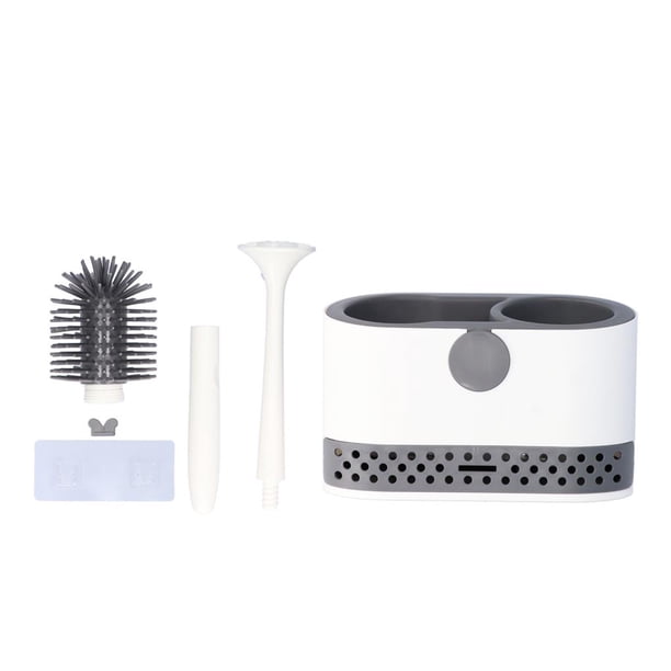 Bewildely Cepillo para inodoro Cepillo de silicona de imitación resistente al desgaste para el del inodoro Cepillo de limpieza para inodoro Suministros de limpieza para el hogar Gris oscuro Bewildely HA026615-02