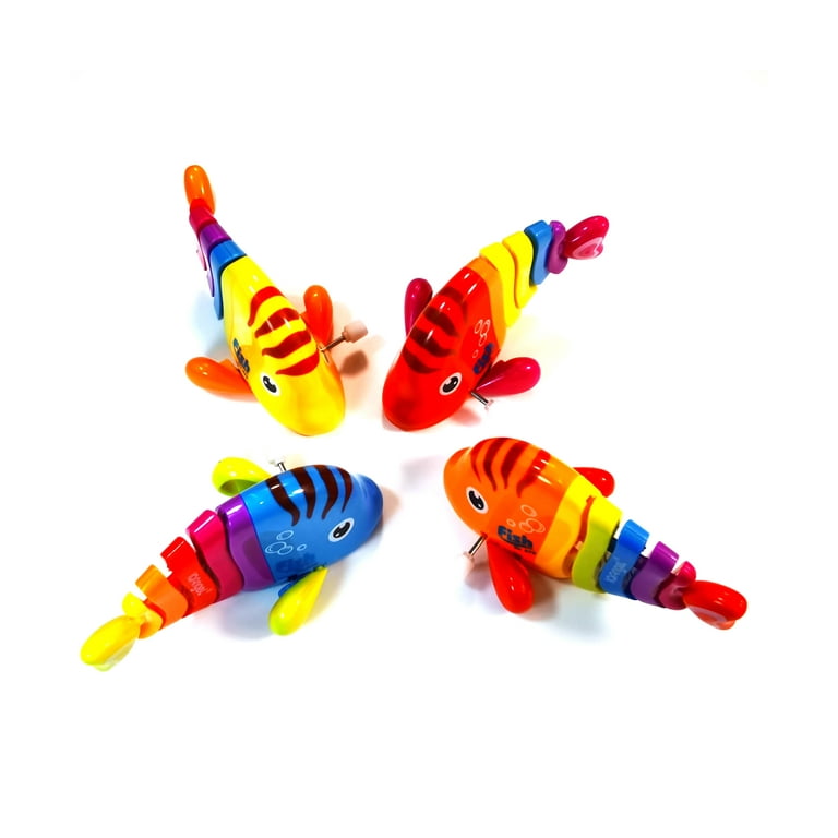 Plastic Wind-Up Wiggle Fish Toys - 4 PCS Upgraded Clockwork Cartoon Fish for Endless Fun