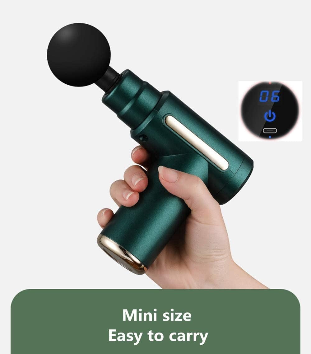 Muscle Massage Gun, Massage Gun Mini Portable Electric Deep Tissue Percussion Massager for Pain Relief, 6 Speed Quiet Body Fascia Gun Handheld Muscle Massager for Athletes with 4 Massage Head