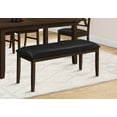 thumbnail image 1 of Monarch Specialties Bench, 48" Rectangular, Dining Room, Hallway, Entryway, Upholstered, Wood, Brown Solid Wood, Black Leather-look, Transitional, 1 of 9