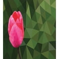 thumbnail image 3 of Polygons Duvet Cover Set, Pinkish Tulip Flower Petal on Mosaic Triangles Background Print, Decorative 3 Piece Bedding Set with 2 Pillow Shams, Queen Size, Olive Green and Hot Pink, by Ambesonne, 3 of 3