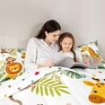 thumbnail image 4 of Castle Fairy Cute Watercolor Jungle Lion Giraffe Elephant 7-Piece Twin Bedding,Cartoon Animal Bedding Comforter Set,Green Brown White,Reversible, 4 of 7