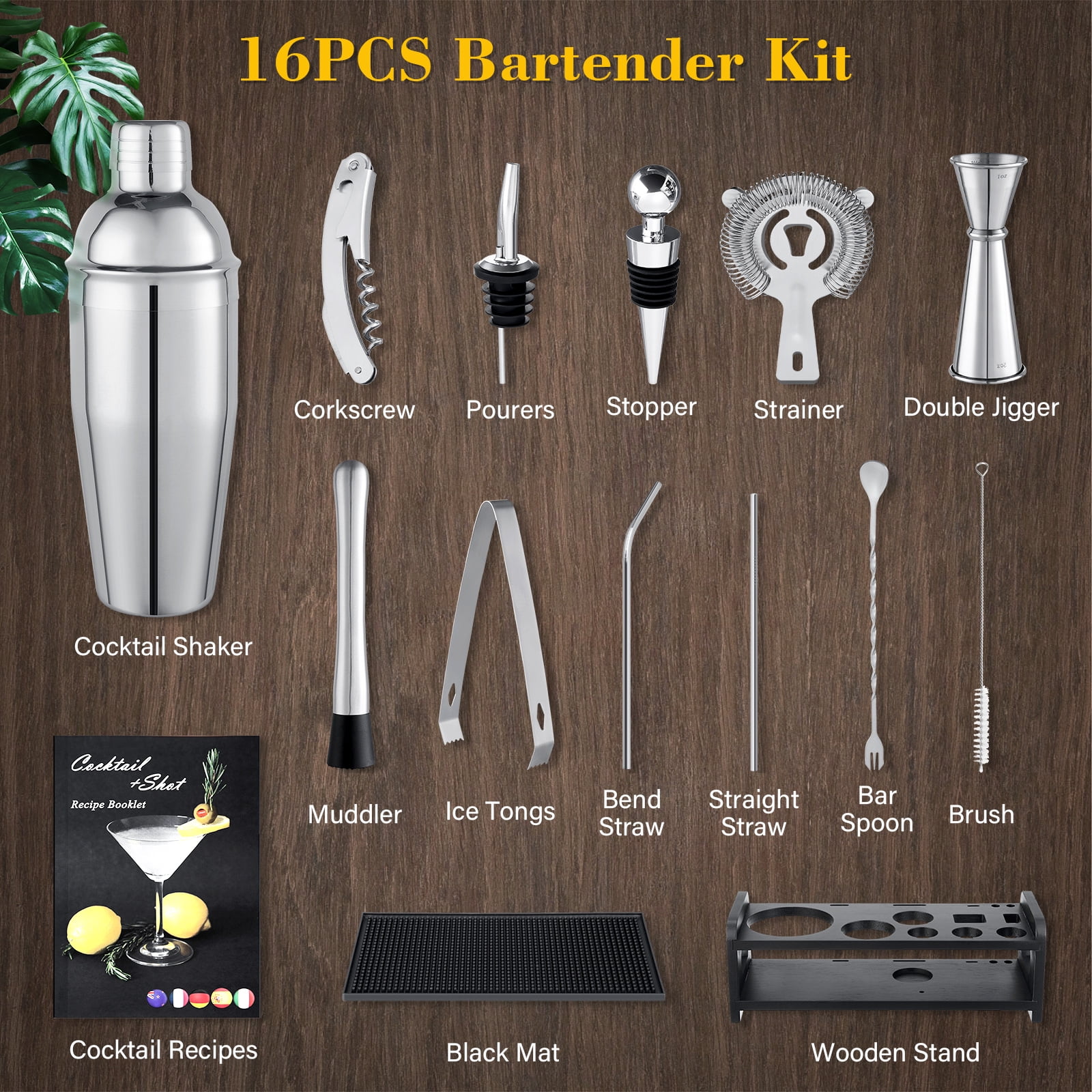 cocktail set Drink shaker drink mixer set cocktail kit Cocktail Shaker Set ESSENTIAL COCKTAIL SET \u2013 STAINLESS STEEL