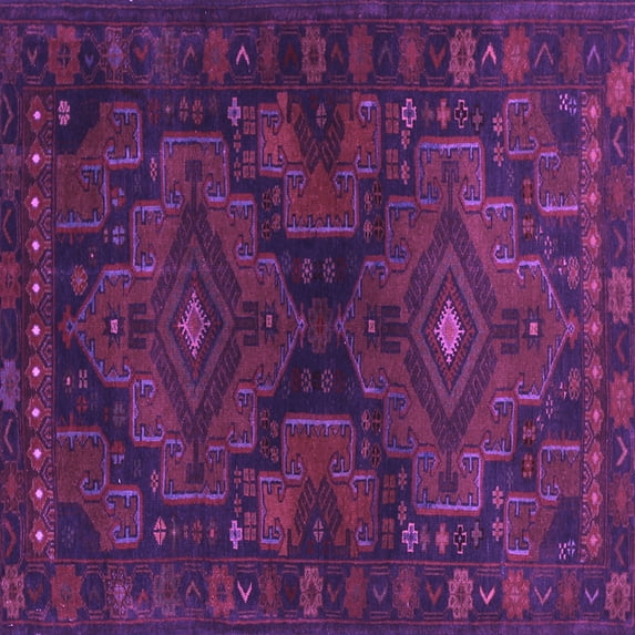 Ahgly Company Indoor Square Abstract Purple Contemporary Area Rugs, 4' Square