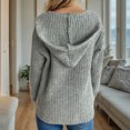thumbnail image 4 of Aloohaidyvio Cardigans for Women Womens Chunky Knit Open Front Sweater Long Sleeve Button Loose Short Cardigan Outerwear Coats Gray M, 4 of 5