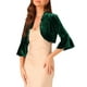 thumbnail image 4 of CHAQUETA DE VELVET PARA MUJER INSPIRE CHIC, MANGA 3/4, FRONTAL ABIERTO, CON VOLANTES, CHAQUETA CORTA TALLA M VERDE OSCURO, 4 of 5