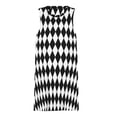 thumbnail image 3 of Black And White Harlequin Spring Summer Dresses for Women Fashion T-shirt Dress Casual Sleeveless Loose Sundress with Pockets, 3 of 5