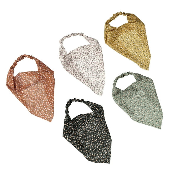 Vocoste 5 Pcs Floral Scarf Headbands Chiffon Head Scarf Hair Scarves for Women Girls Yellow Green Etc