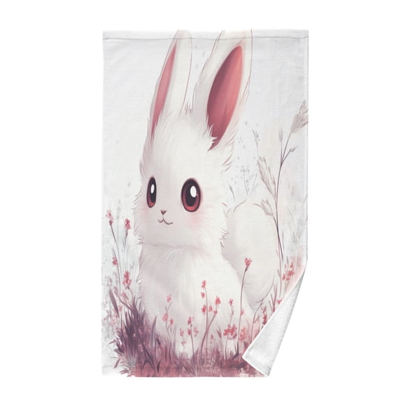 Pure Cotton Face Towel 16x28 Inches Hand Towel Bath Towel Hand Bath Towels Soft Good Water Absorption for Washing Face Wiping Face Flower Rabbit