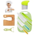 thumbnail image 3 of 8Pcs Kids Kitchen Cutter Toy Set with 3 Plastic Cutter/Potato Crinkle Cutter/Jagged Cutter/ Wooden Fruit Cutter/Fruit Vegetable Peeler/Cutting Board Safe Serrated Edges Cutter, 3 of 10