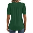 thumbnail image 4 of IYYVV Womens Puff Short Sleeve Tunic Tops Pleated Crew Neck Blouses Dressy Casual Loose Fit Spring And Summer T Shirts Green S, 4 of 6