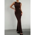 thumbnail image 6 of Women’s  Bodycon Tank Dress Sleeveless Round Neck Solid Color Knit Long Dress Cocktail Party Dress, 6 of 10