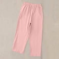 thumbnail image 4 of Stamzod Womens Capri Pants Elastic Waist Casual Capris with Pockets Summer Beach Vacation Cropped Pants Pink XXL, 4 of 7