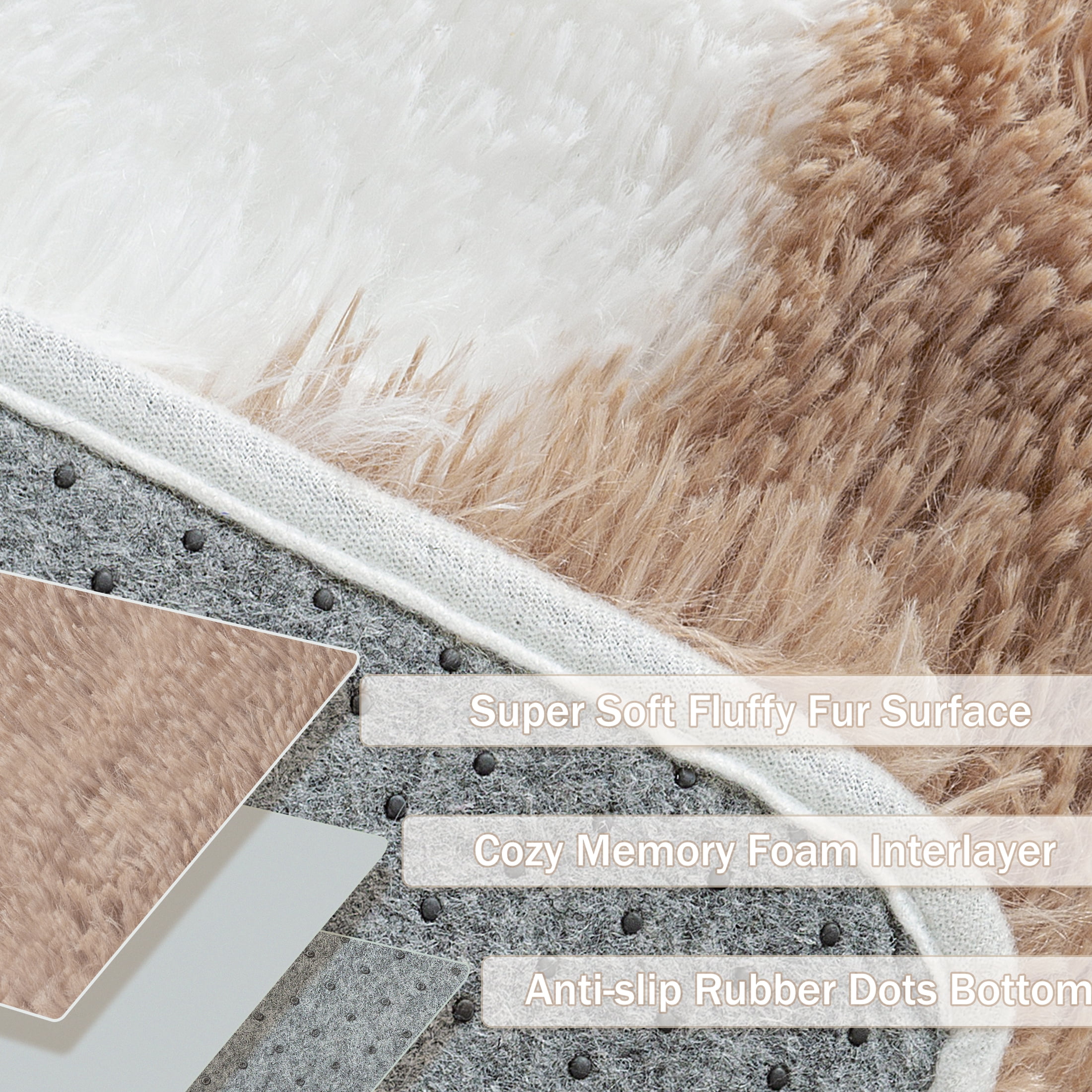 BERTHMEER 9'x12' Shag Area Rugs for Living Room Bedroom Bedroom Fluffy Rugs Geometric Checkered Contemporary Rugs Carpets,Brown White