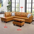 thumbnail image 2 of Ginger Semi PU Synthetic Leather Ottoman Living Room Sofa, 2 of 3