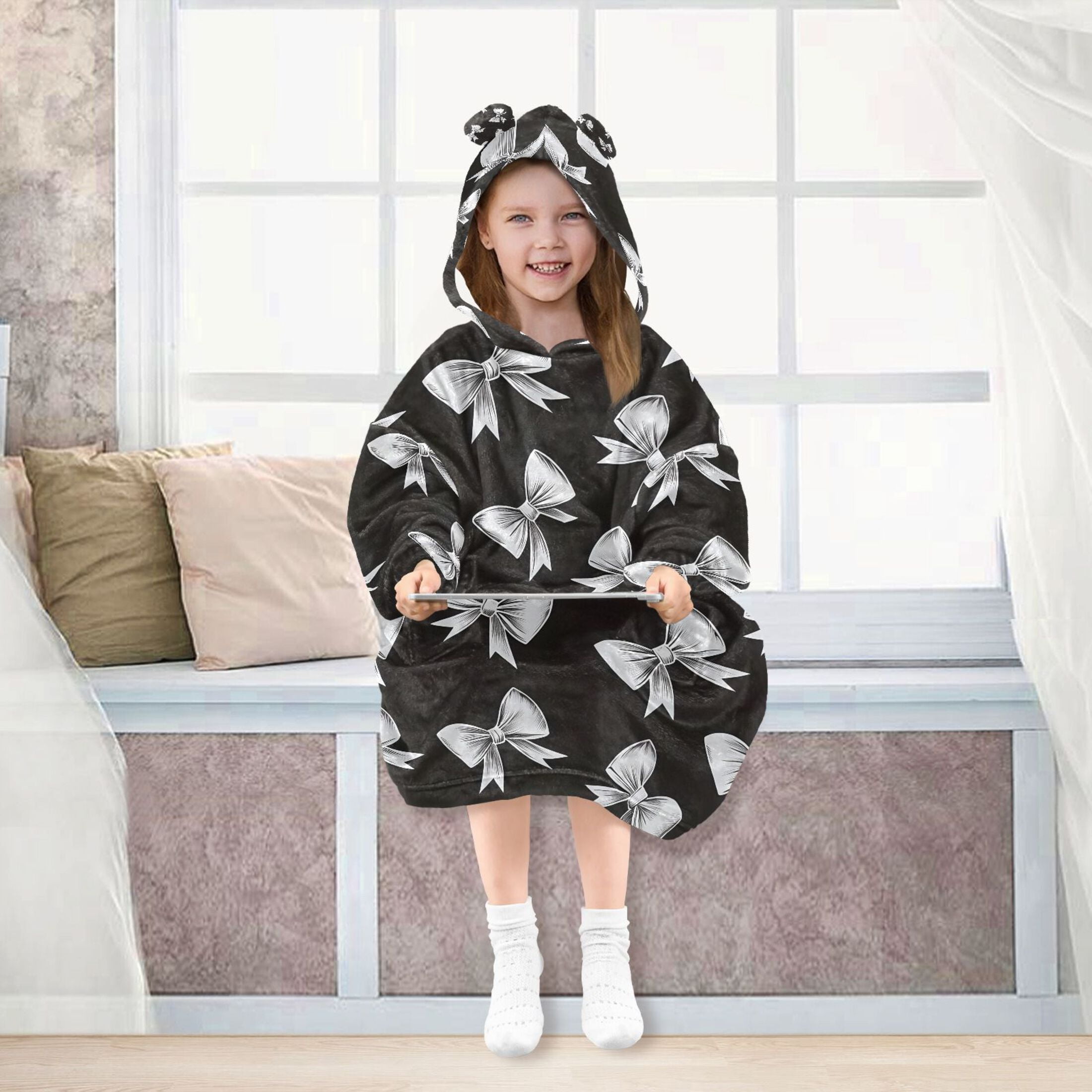 joogoo Blanket Hoodie for Bow Oversize Sweatshirt 3-14 YR L