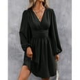 thumbnail image 3 of jinghuiyue Women Long Sleeve Dresses Casual V Neck A-line Midi Dress with Elastic High Waist L, 3 of 6