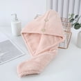 thumbnail image 4 of Naierhg Hair Drying Towel Super Absorbent Quick Dry Coral Fleece Cartoon Bear Button Women Curly Long Thick Wet Hair Microfiber Hair Towel Wrap Hat Pink, 4 of 7