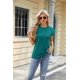 thumbnail image 5 of Mujeres 2024 Verano Tops Dressy Casual Camisas Cuello Redondo Manga Casquillo Tops Básico Sólido Camiseta, 5 of 5