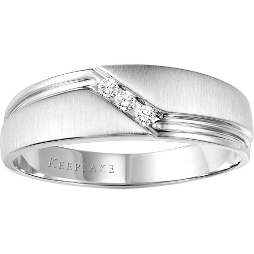 Keepsake Men's Gallant Diamond-Accent 10kt White Gold Wedding Band by Frederick Goldman