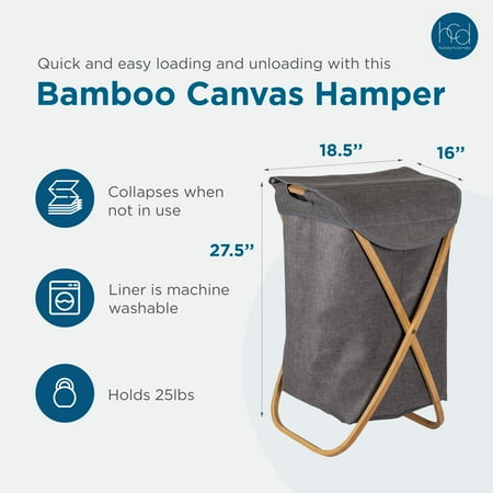 Honey-Can-Do - Bamboo & Canvas Hamper - Natural