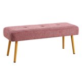 Dnzzs Upholstered Bench with Wood Color Metal Legs Entryway Bench Shoe Bench Sofa Bench Dining Chair for Living Room Dining Room and Bedroom End of Bed, 44.68", Pink