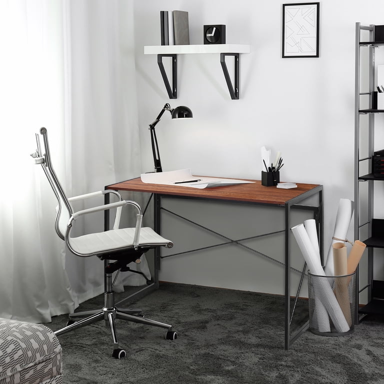 ZENY 39.4-Inch Folding Computer Desk, Brown photo 2
