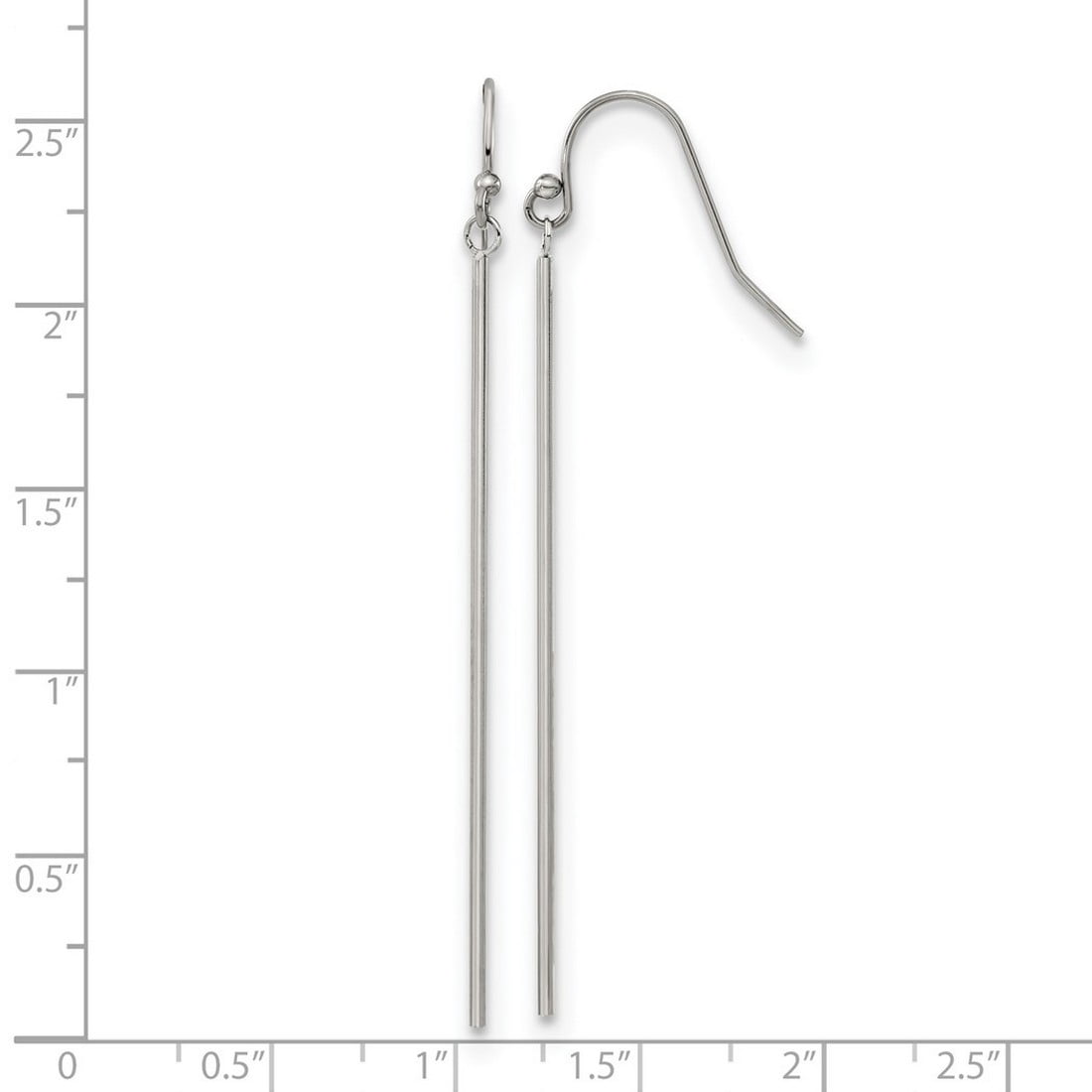 1mm Stainless Steel Polished Bar Dangle Shepherd Hook Earrings 58x1mm Wide Dangle Earring for Women