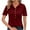 Wine, variant on AherBiu Short Sleeve Shirt for Women Half Button up Lapel V Neck Summer Casual Loose Fitted Tops Blouse