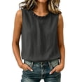 thumbnail image 2 of SSZMDLB Women Plus Size Sleeveless Ruffle Tank Tops Loose Round Neck Basic Tee Solid Boho Casual Summer Tops Vacation Holiday Outfits, Dark Gray 2XL, 2 of 7