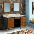 thumbnail image 4 of 61 in. Double Wooden Vanity Walnut Black White Quartz Rectangle Sink, 4 of 18