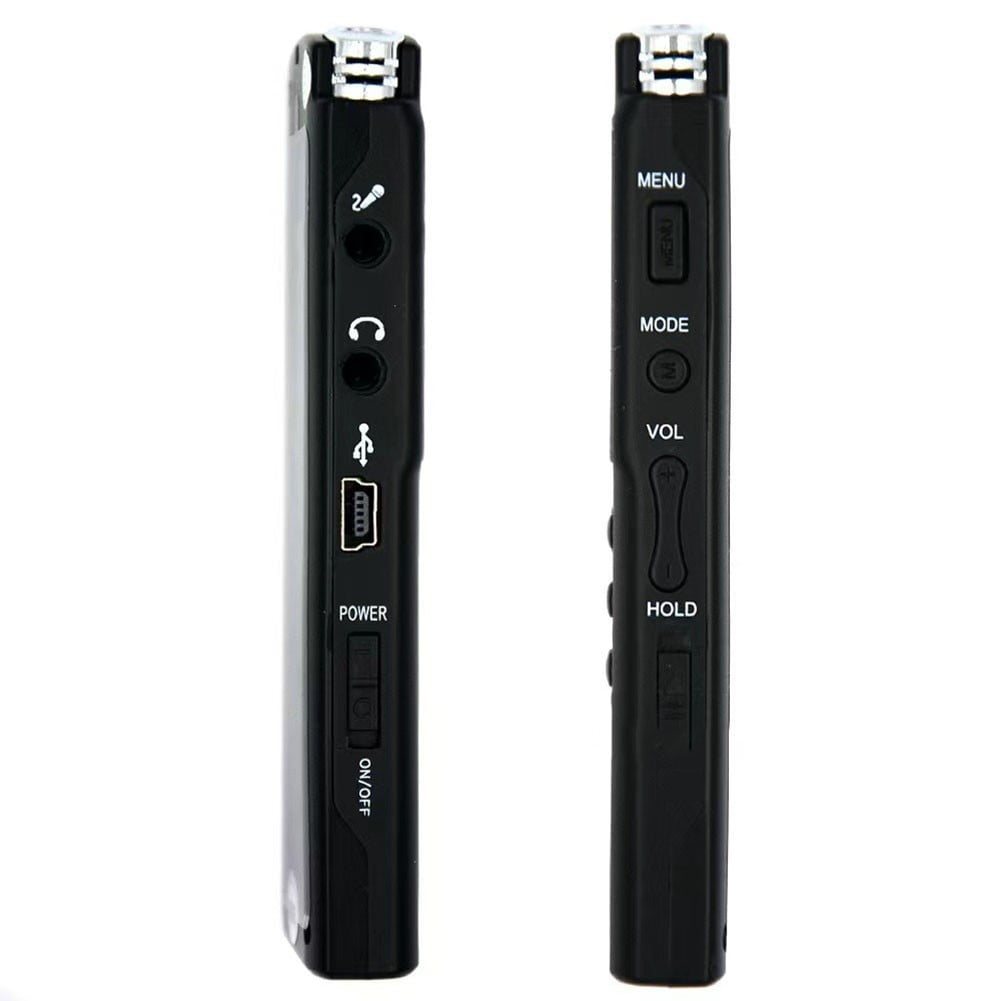 Professional Digital Voice Recorder MP3 Player 8GB/16GB/32GB Storage USB Dictaphone WAV Format Compact Portable Audio Recording Device Easy to Use Black