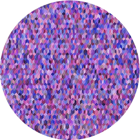 Ahgly Company Machine Washable Indoor Round Transitional Purple Area Rugs, 5' Round