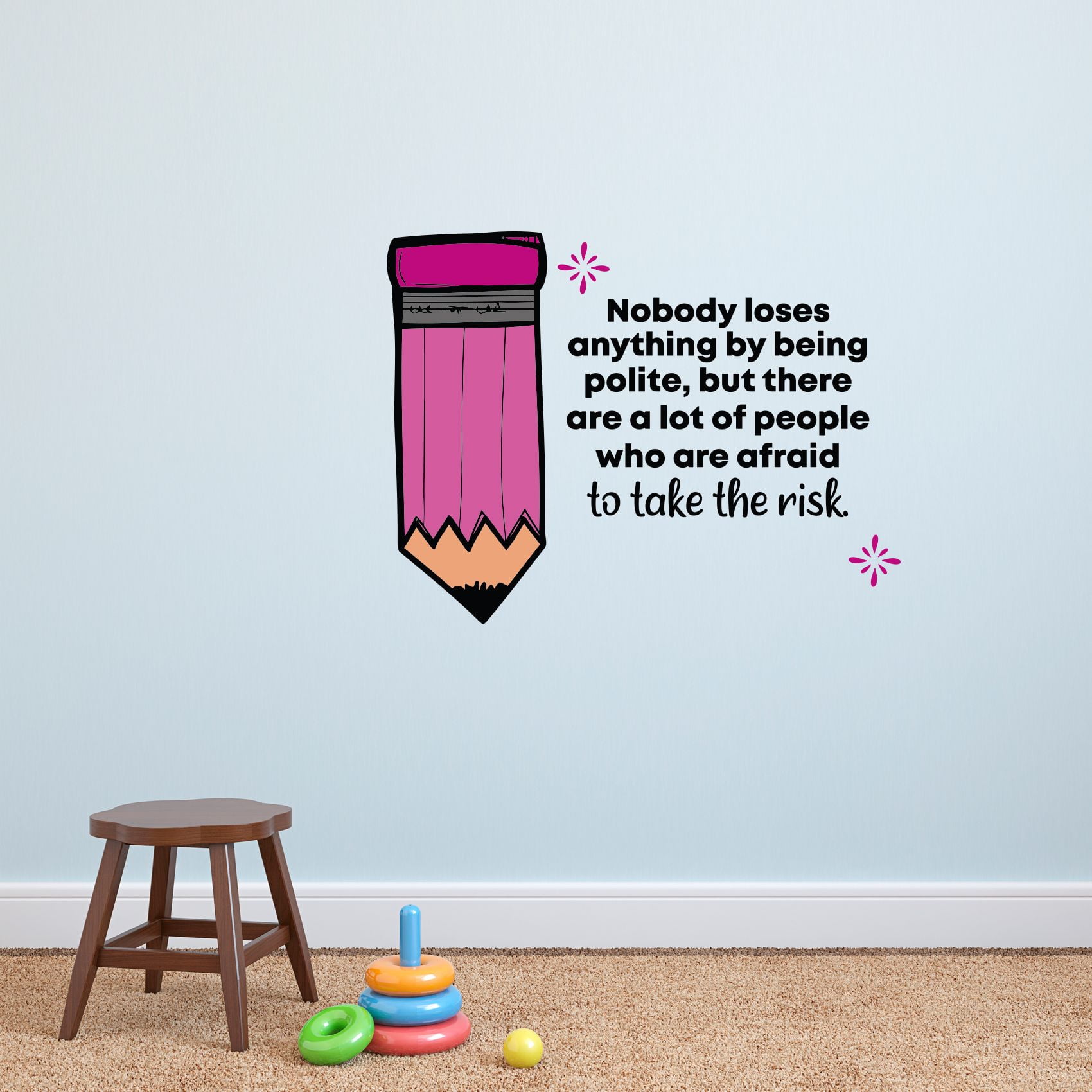 Polite Pencil School Classroom Quote Cartoon Quotes Decors Wall Sticker