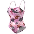 thumbnail image 5 of Agnes Orinda Women's Plus Size One-Piece Swimsuit Adjustable Spaghetti Straps Floral Tropical Pattern Swimwear Beach Bathing Suits  2X Dark Purple, 5 of 9