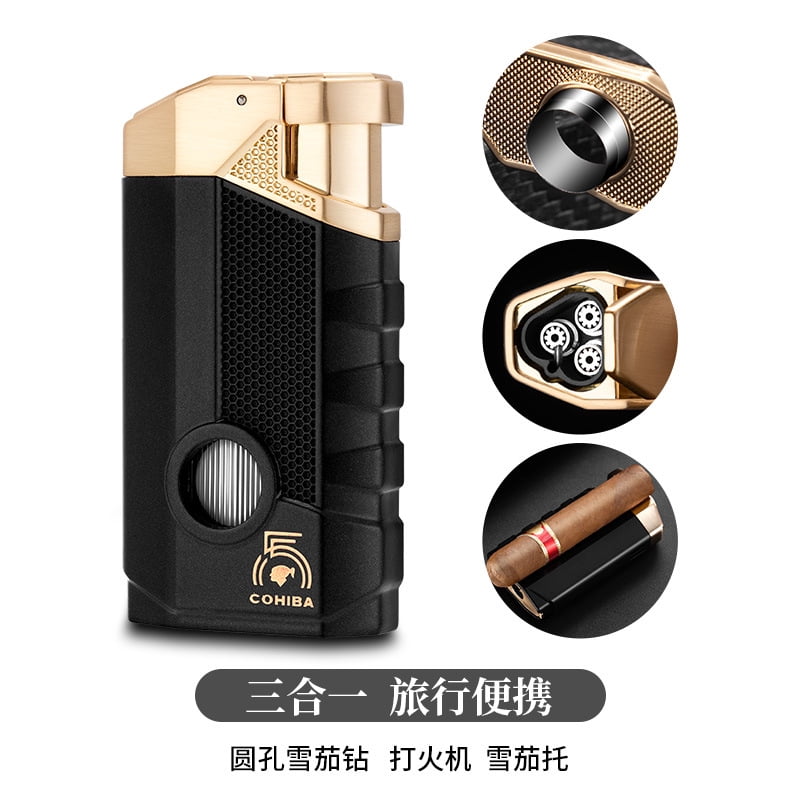 Cigar Lighter Cigarette Lighter Portable Large Diameter Smoke Tank Windproof Direct Punch Multifunctional Lighter Gift Box