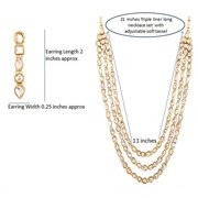 Sunsoul by Touchstone Contemporary Kundan Collection Indian Bollywood royal Mughal craftsmanship triple layer long Kundan polki look bridal designer jewelry necklace set for women in gold tone