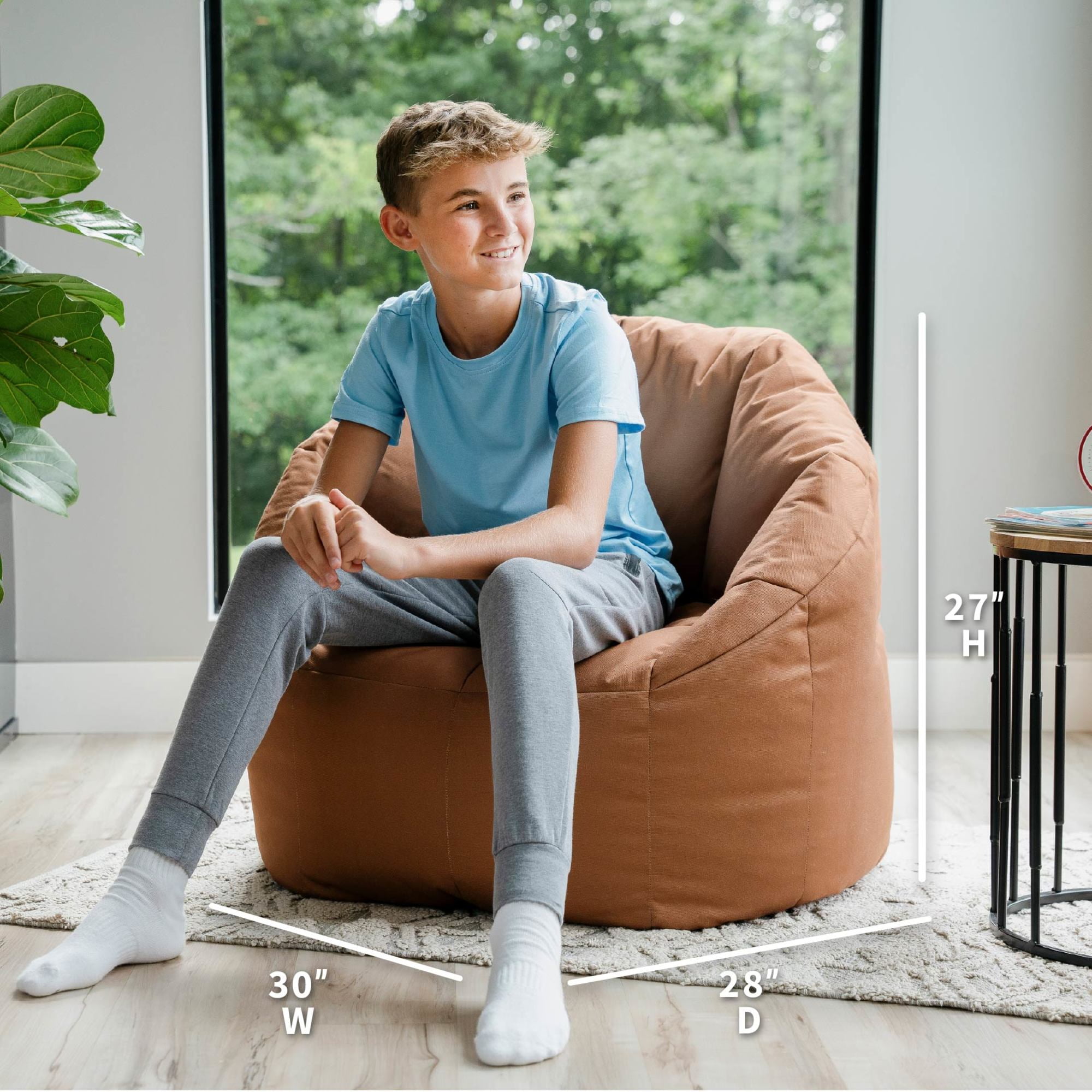 Big Joe Joey Large Bean Bag Chair in Honey Oak Canvas, All Ages, Canvas with On-The-Go Handle