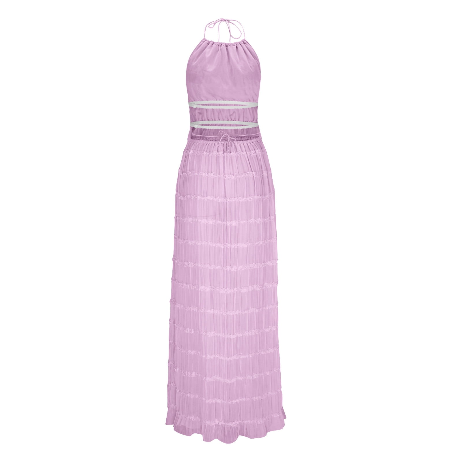 Womens Y2k Skirt Set Backless Lace Halter Crop Top and Long Skirt Sets Beach Cocktail Club Dress Fashion Outfit
