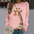 thumbnail image 2 of Women's Fashion Giraffe Print Drop Shoulder Sweatshirt Hoodless Pullover Top Plus Size Casual Comfortable Soft Long Sleeve Tunic Blouse, 2 of 4