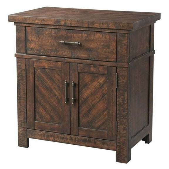Pemberly Row Contemporary Solid Wood 3 Drawer Nightstand in Walnut