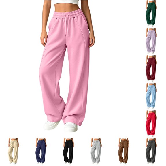 XFeng Women Wide Leg Sweatpants High Waist Drawstring Casual Pants